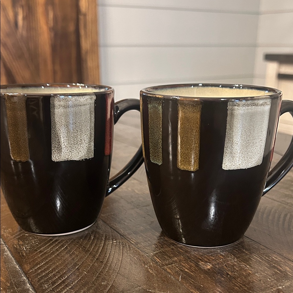 Pfalzgraft Everyday Tahoe Black and Brown Ceramic Mugs